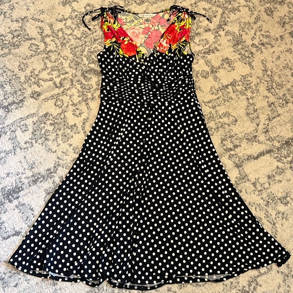 Polka Dot Fit and Flare Dress Size 10